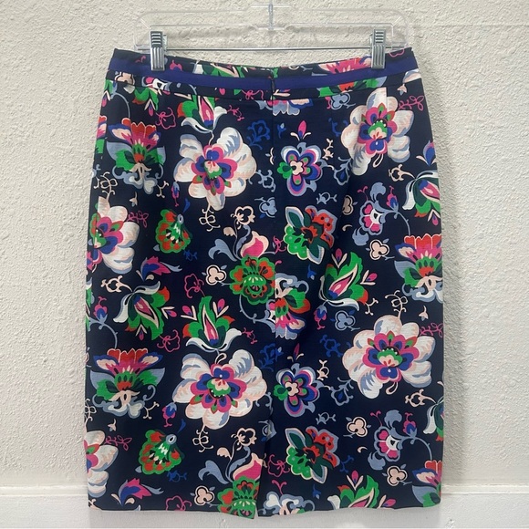 Boden Navy Floral Pencil Skirt Size 8R - Picture 3 of 6
